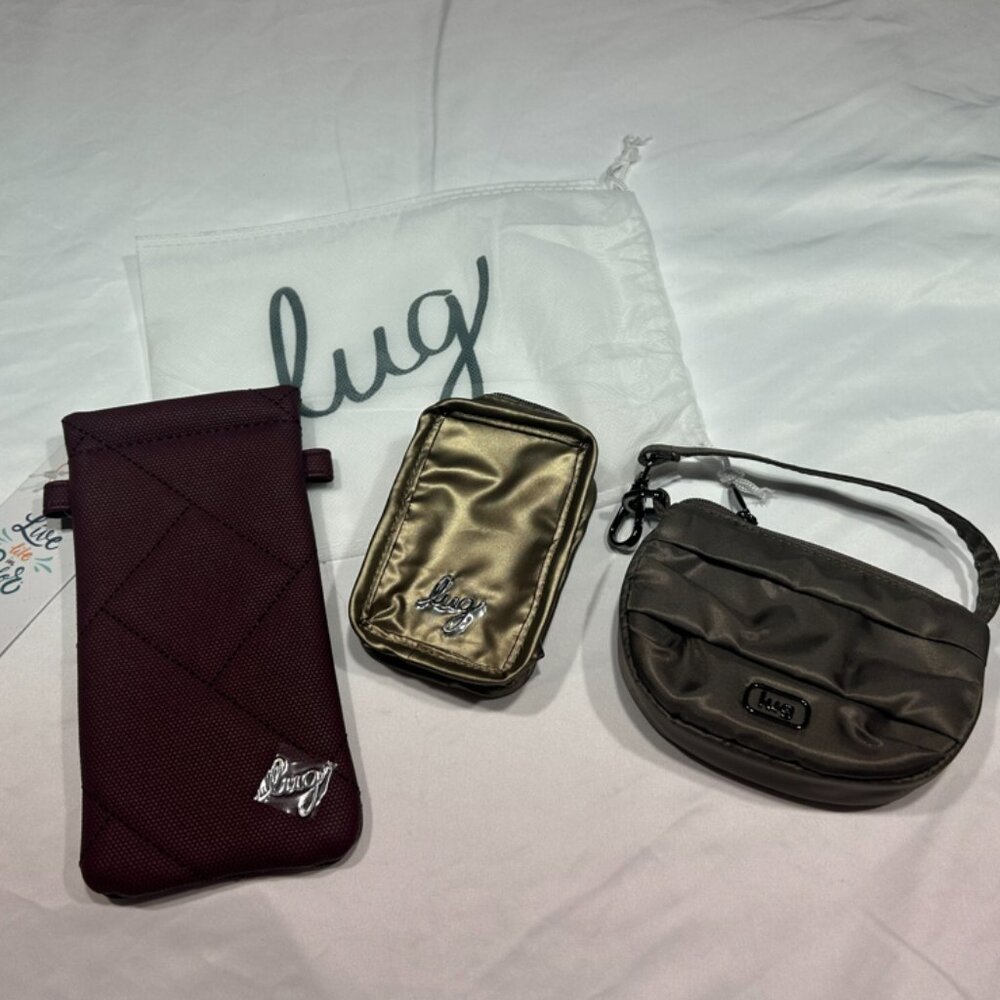 All Brand New (without tags) Lug Disco Pouch, Drizzle and Raft Eyeglass Pouch